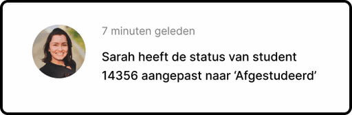 Melding: status van een student aangepast naar afgestudeerd